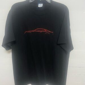 Dodge Charger Daytona Port and Company Black Tee with Red Outline Design